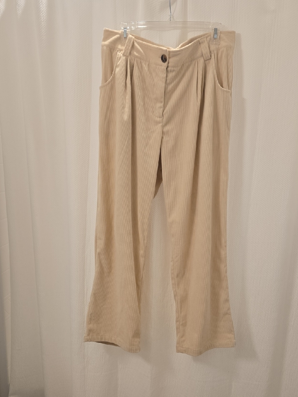 HALARA NWOT Cream Ribbed Corduroy Pants